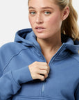 Sierra Half Zip Crop Hoodie in Oasis Blue