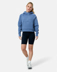 Sierra Half Zip Crop Hoodie in Oasis Blue