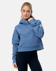 Sierra Half Zip Crop Hoodie in Oasis Blue