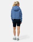 Sierra Half Zip Crop Hoodie in Oasis Blue