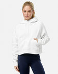 Sierra Half Zip Crop Hoodie in White Marl