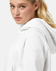 Sierra Half Zip Crop Hoodie in White Marl