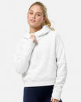 Sierra Half Zip Crop Hoodie in White Marl