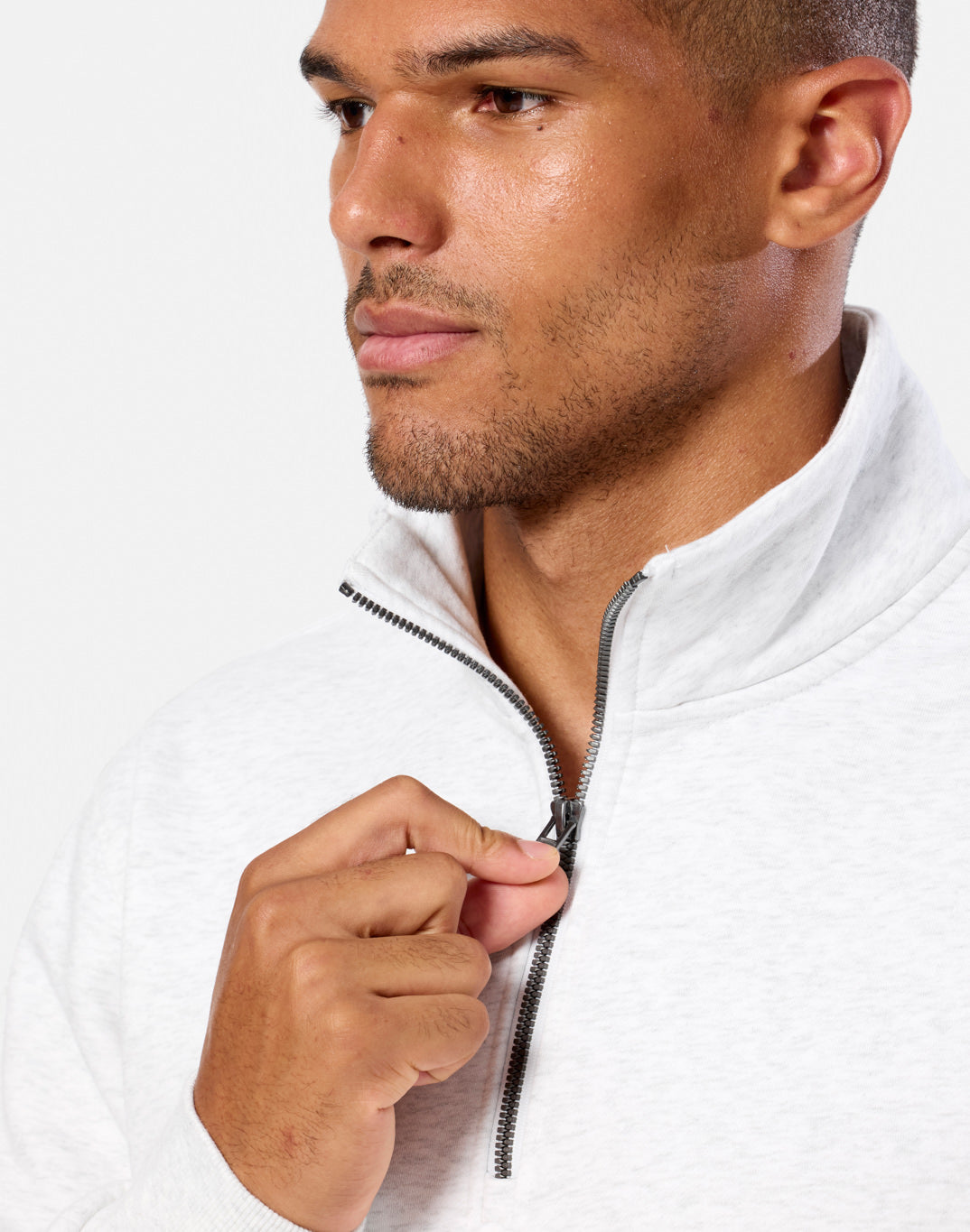 Clubhouse Quarter Zip in White Marl – Gym+Coffee USA