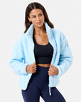 Industry Fleece High Collar Jacket in Baby Blue