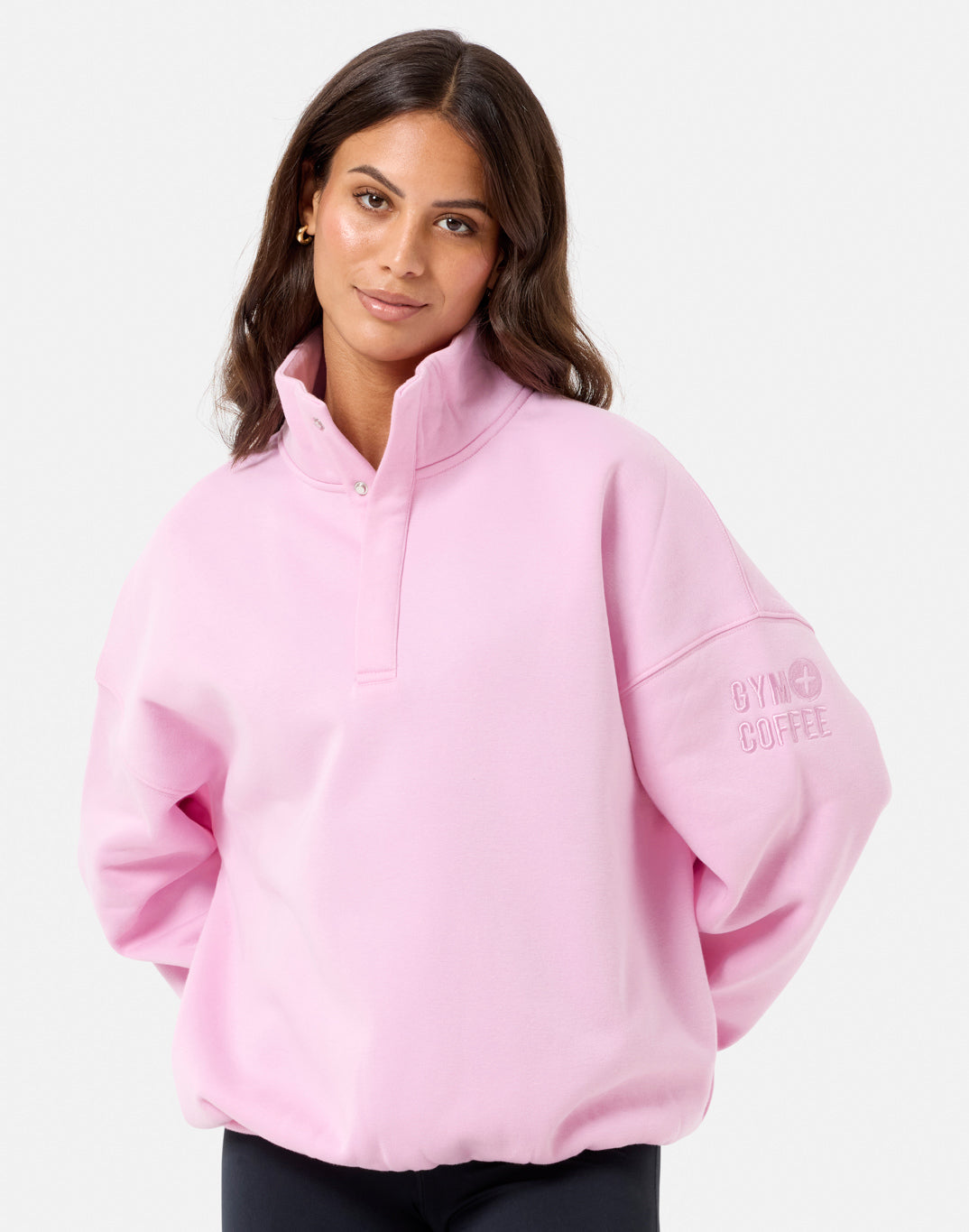 Snap Collar Sierra Sweatshirt in Baby Pink – Gym+Coffee USA