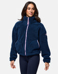 Industry Fleece High Collar Jacket in Petrol Blue