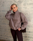 Snap Collar Sierra Sweatshirt in Pebble