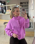 Snap Collar Sierra Sweatshirt in Fuchsia Pink