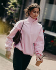 Snap Collar Sierra Sweatshirt in Baby Pink