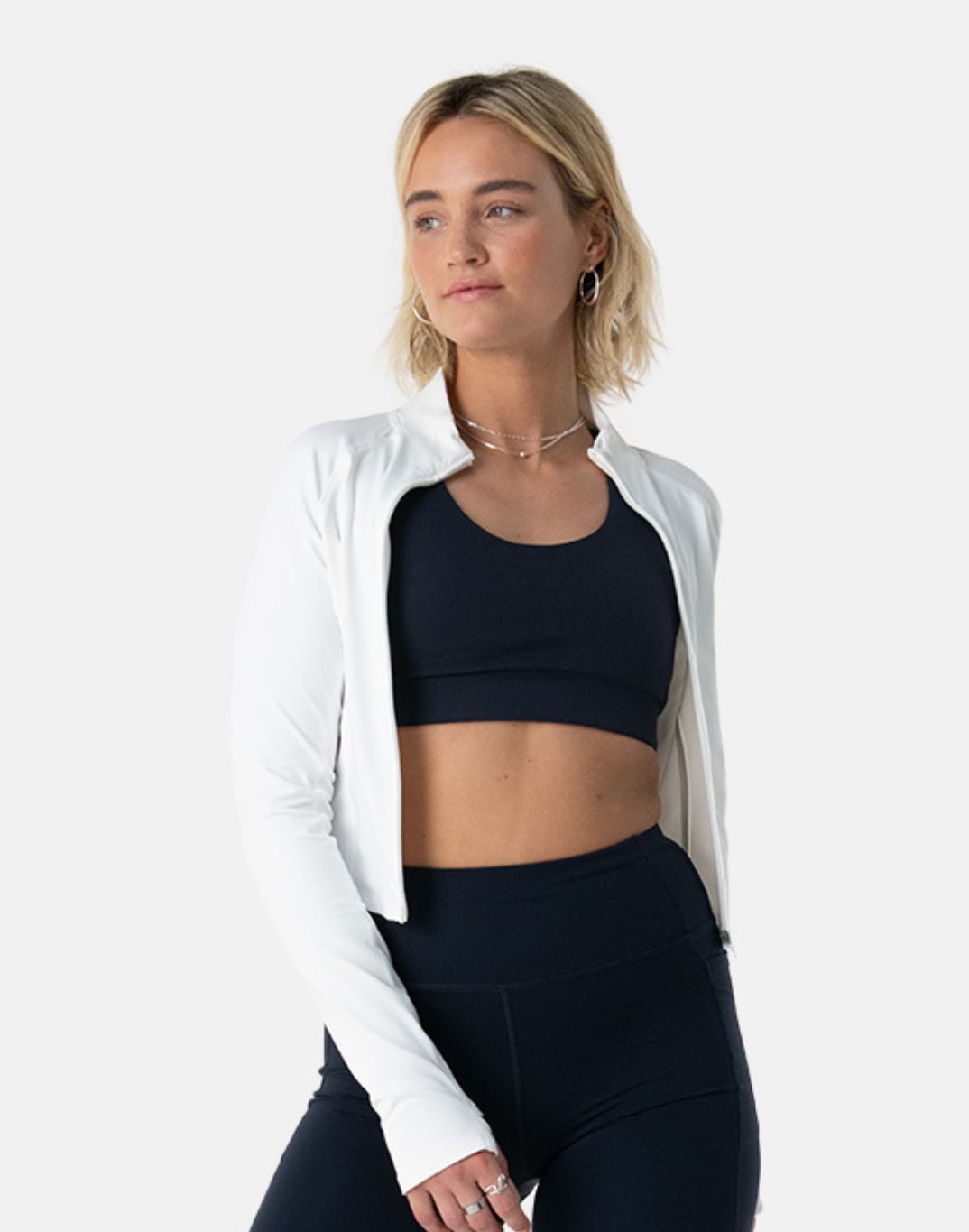 White on sale active zip top small