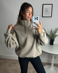 Snap Collar Sierra Sweatshirt in Rich Taupe