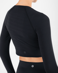 Aurora Long Sleeve Crop Tee in Black - Long Sleeves - Gym+Coffee IE