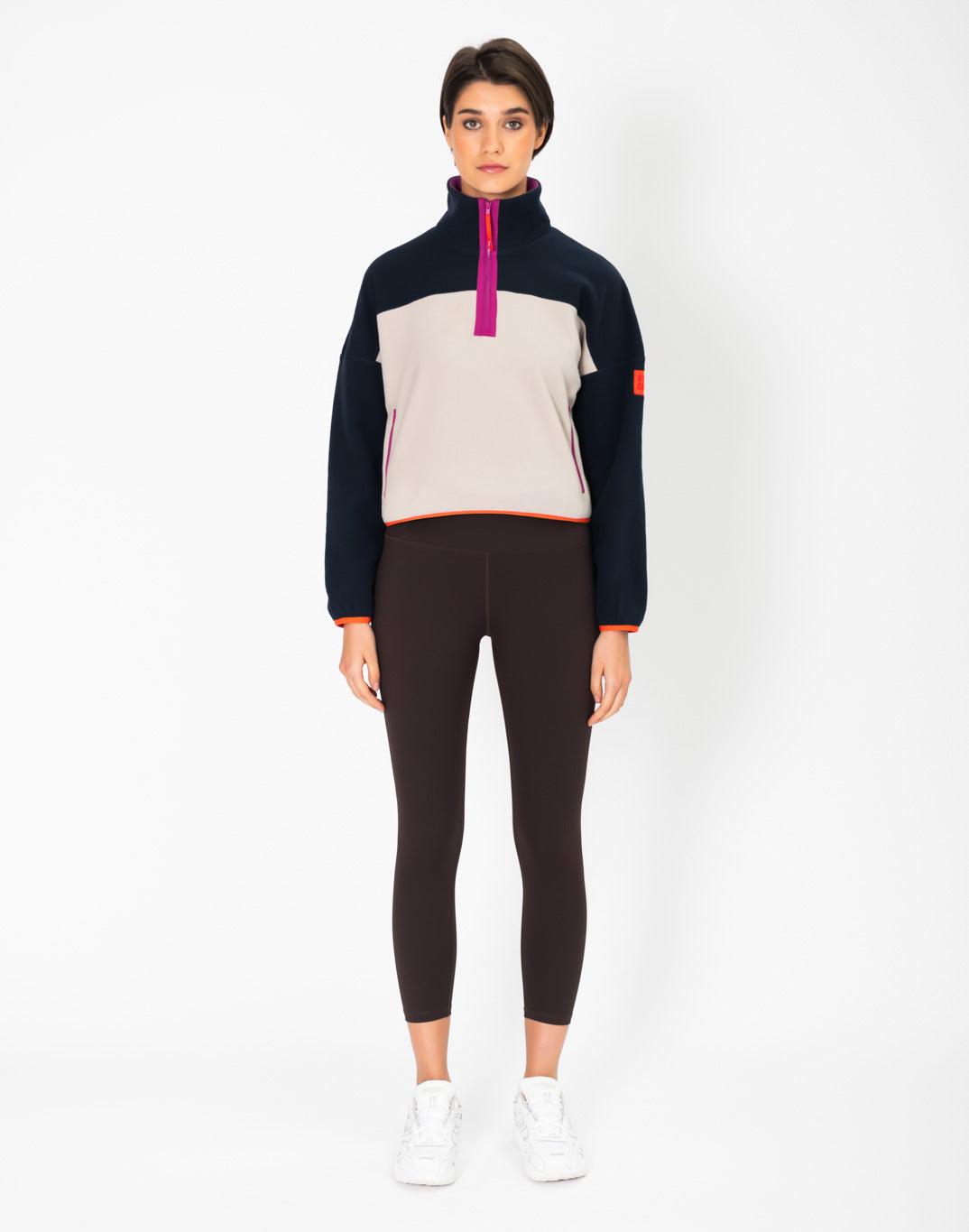 Half Zip Crop Polar Fleece in Obsidian/Cream - Fleeces - Gym+Coffee IE