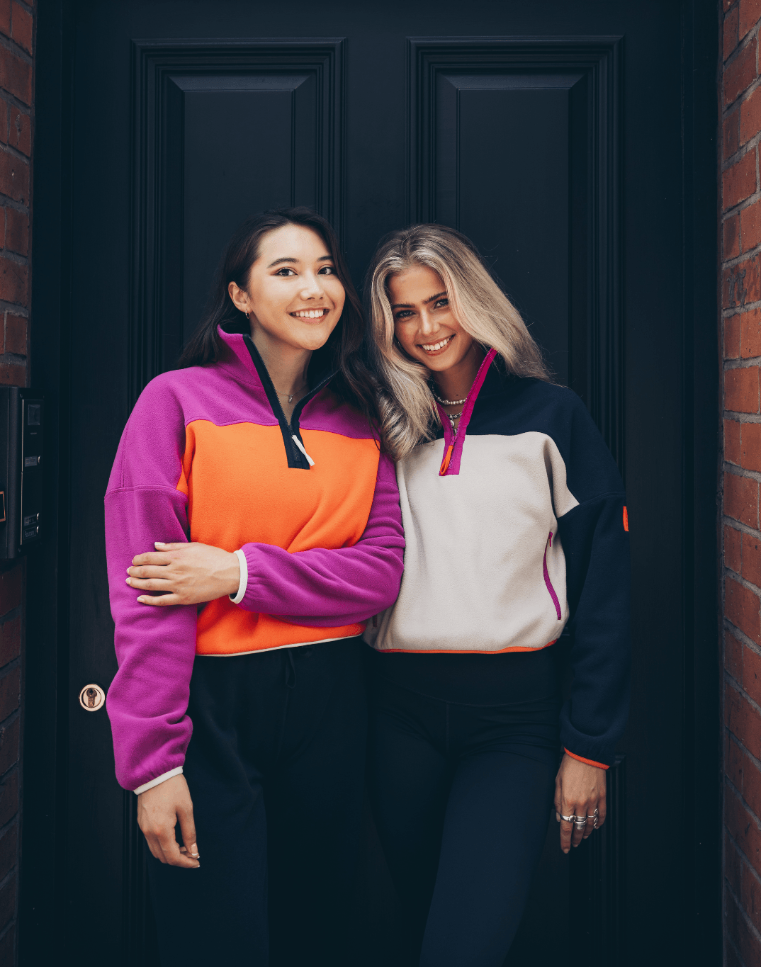 Half Zip Crop Polar Fleece in Obsidian/Cream - Fleeces - Gym+Coffee IE