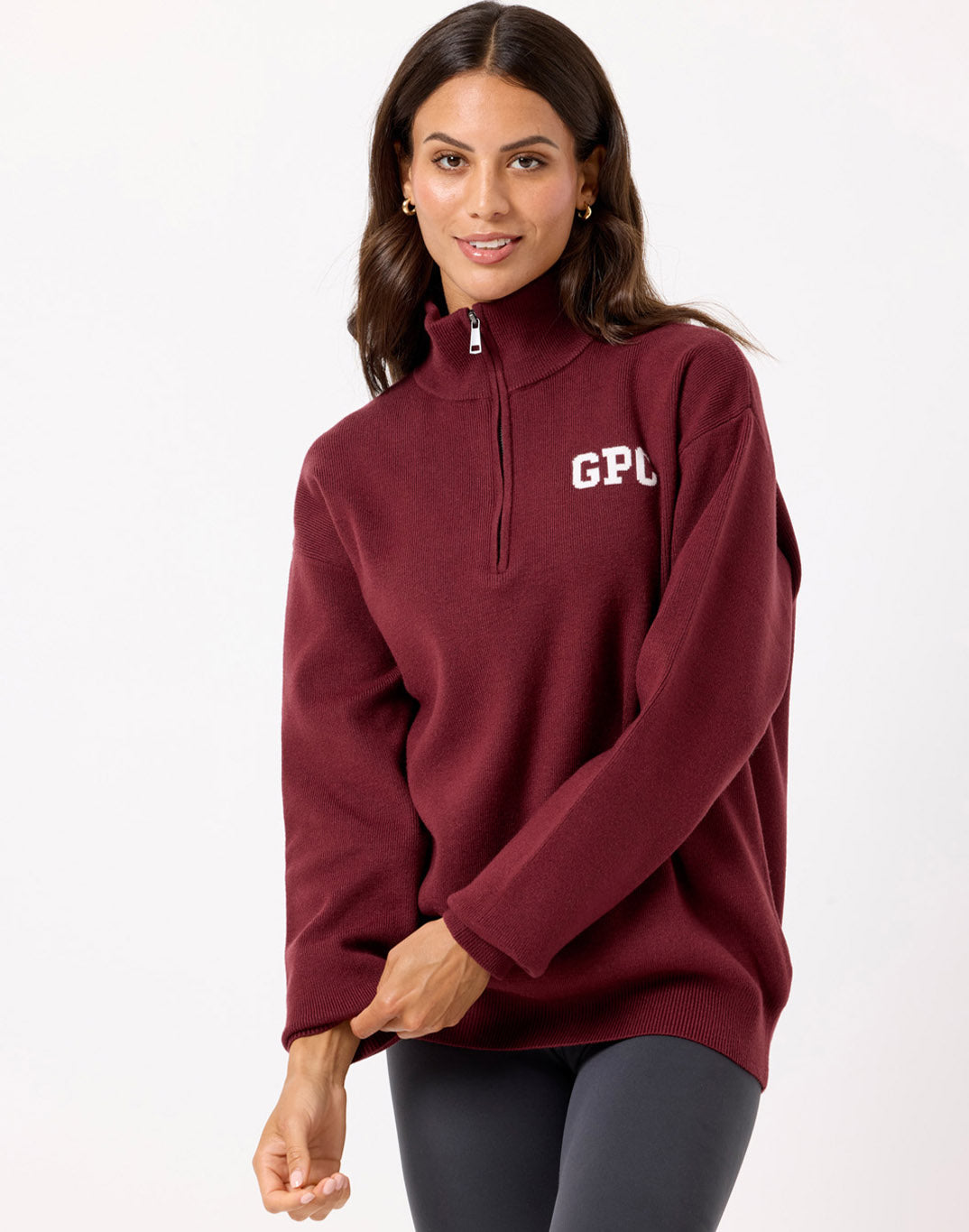 Knit Half Zip in Mulberry