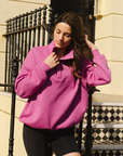 Snap Collar Sweatshirt in Crisp Pink