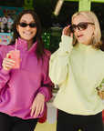 Snap Collar Sweatshirt in Crisp Pink