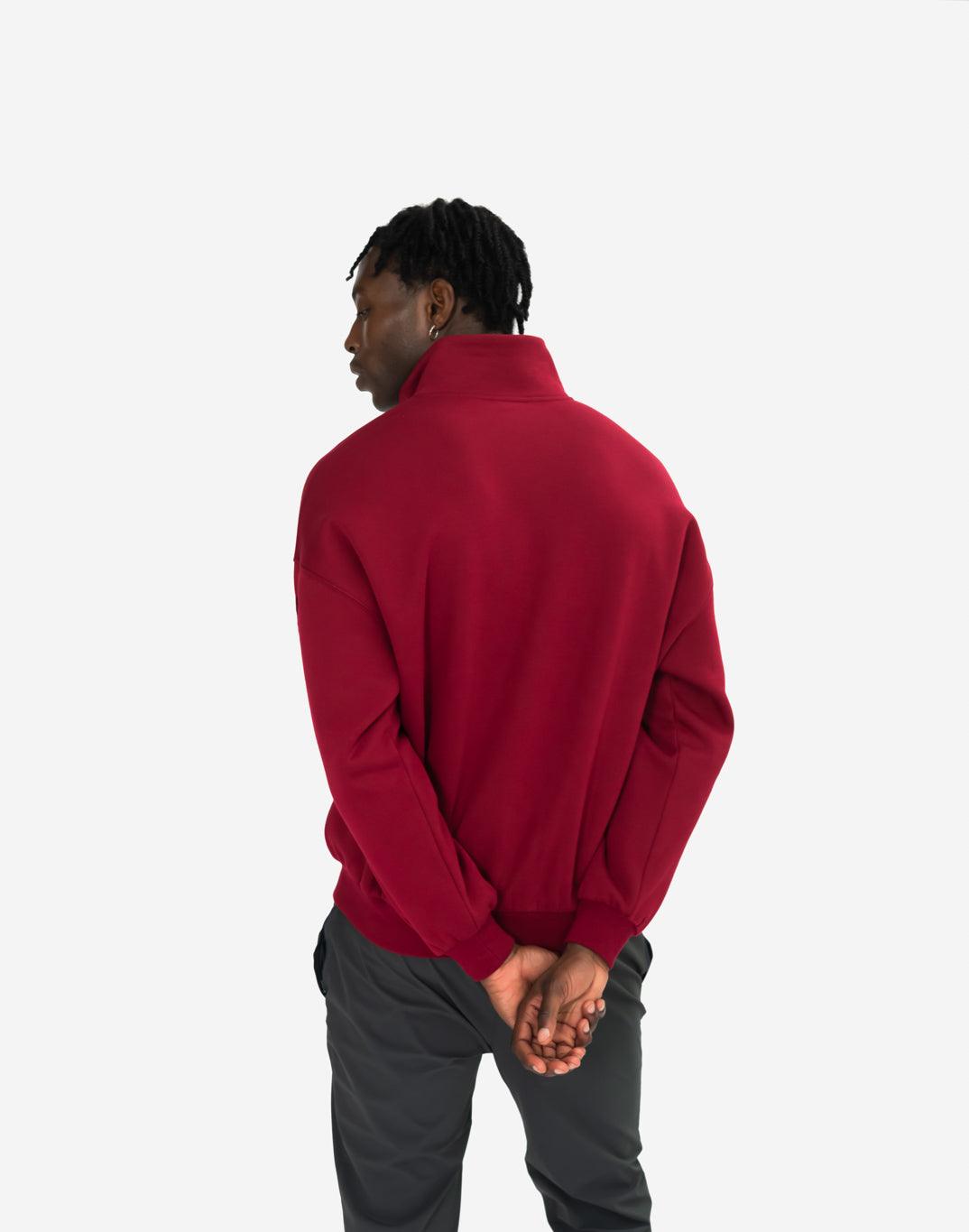 Snap Collar Sierra Fleece Sweatshirt in Deep Cherry - Sweatshirts - Gym+Coffee IE