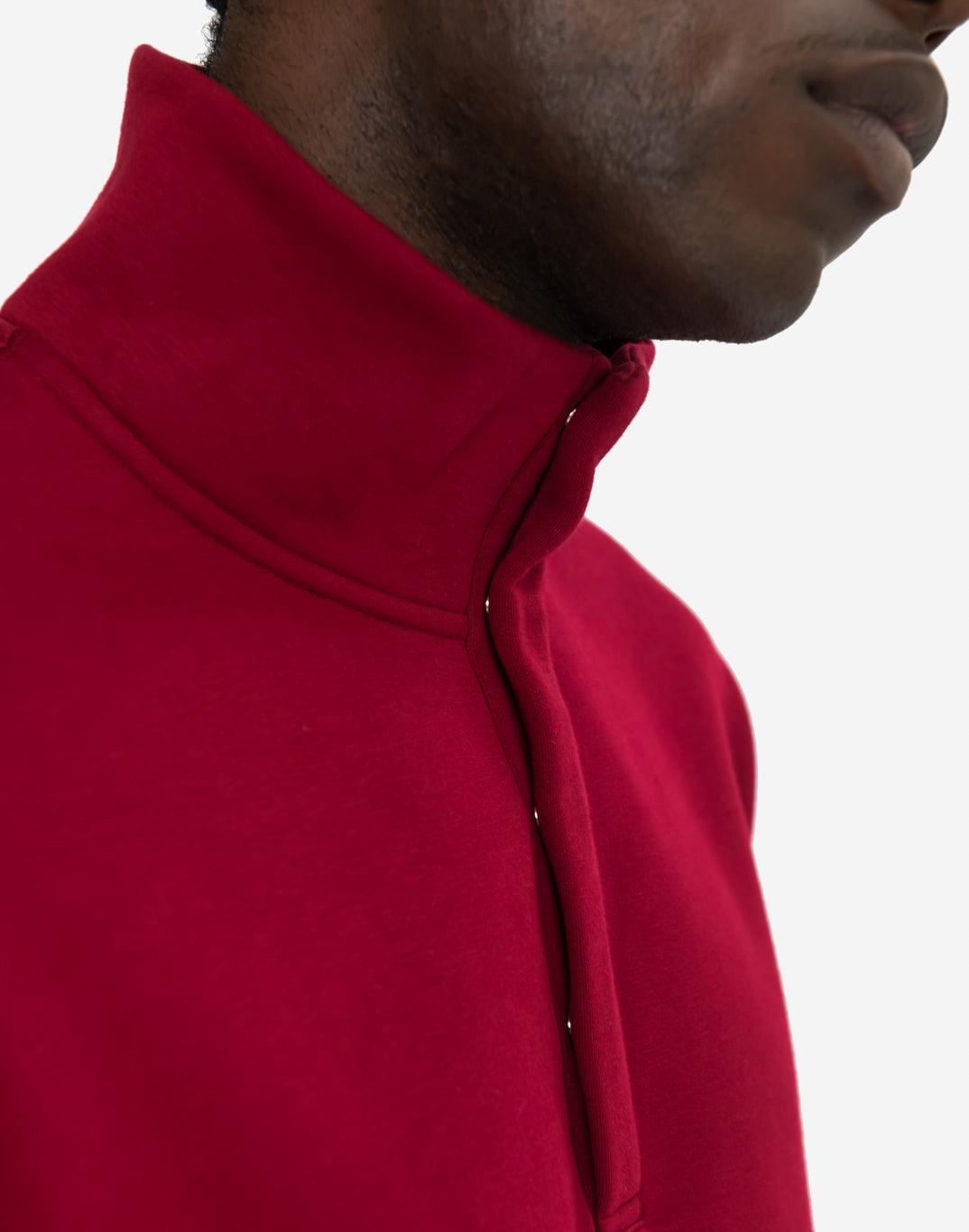 Snap Collar Sierra Fleece Sweatshirt in Deep Cherry - Sweatshirts - Gym+Coffee IE