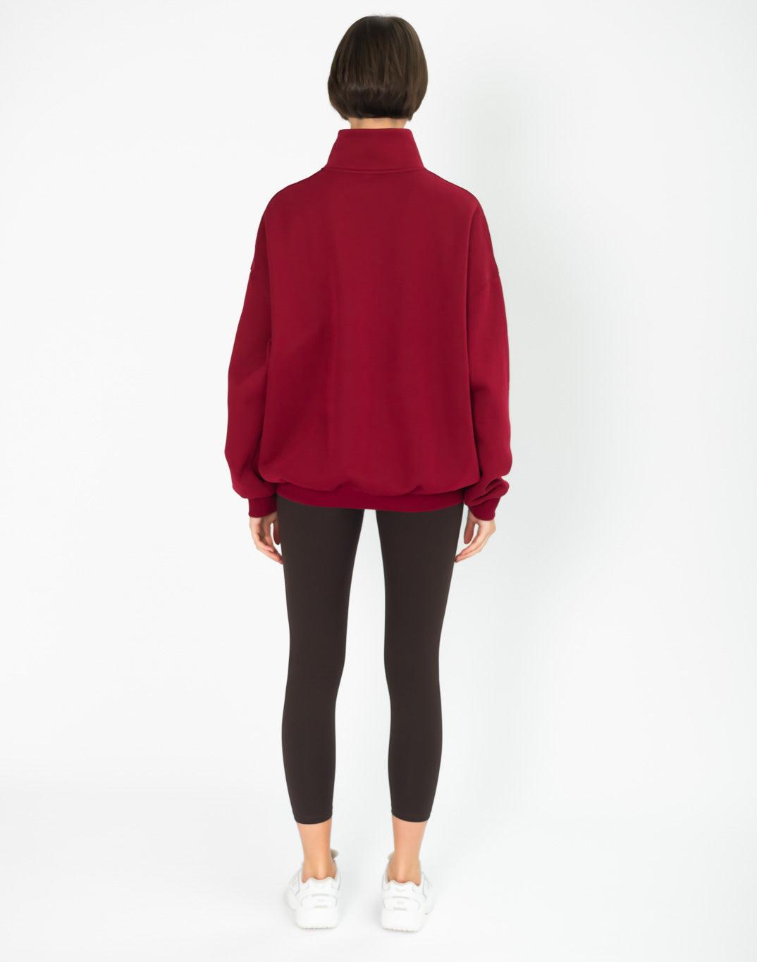 Snap Collar Sierra Fleece Sweatshirt in Deep Cherry - Sweatshirts - Gym+Coffee IE