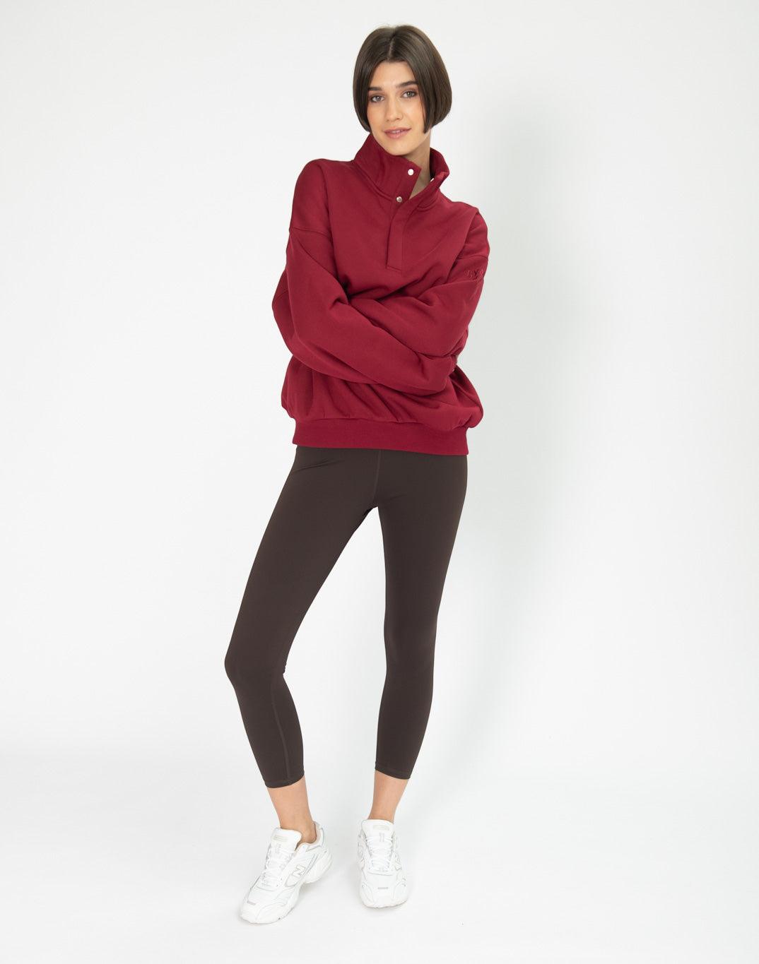 Snap Collar Sierra Fleece Sweatshirt in Deep Cherry - Sweatshirts - Gym+Coffee IE