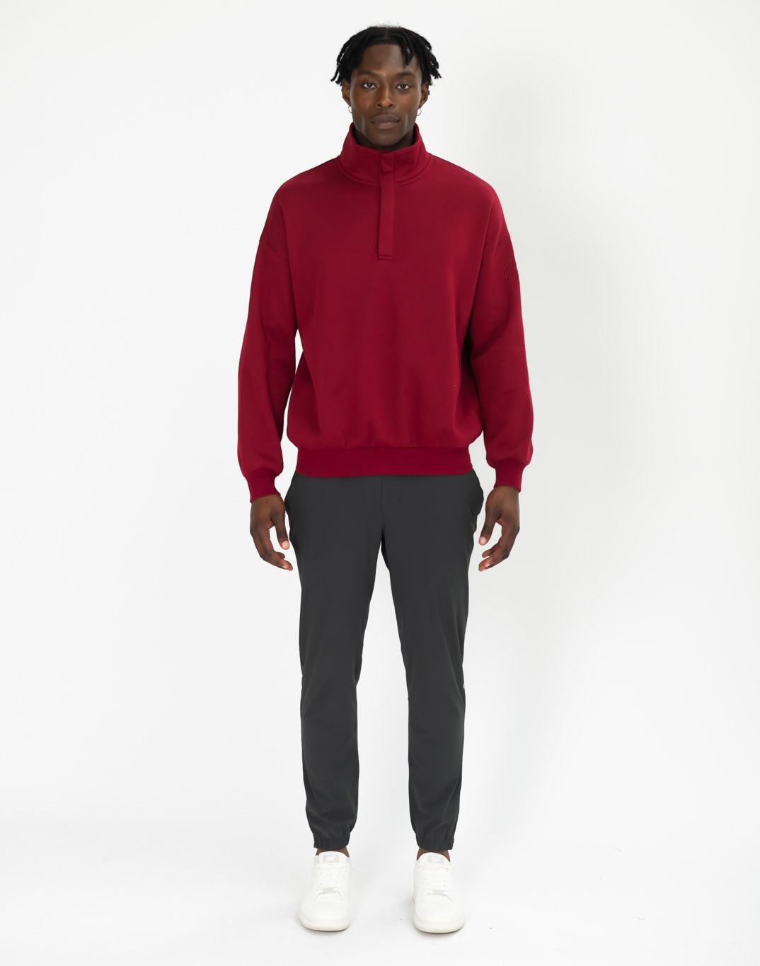 Snap Collar Sierra Fleece Sweatshirt in Deep Cherry - Sweatshirts - Gym+Coffee IE