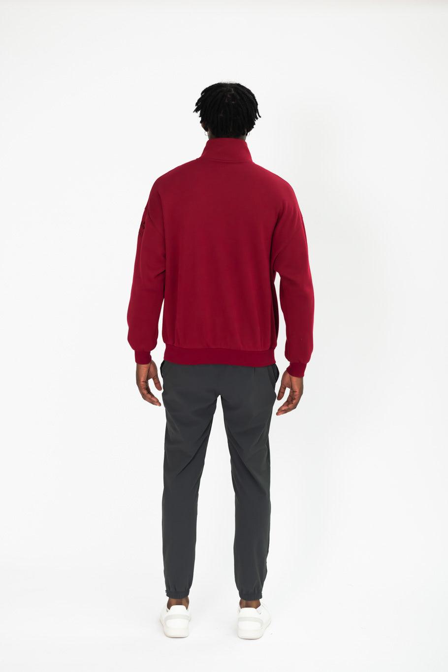 Snap Collar Sierra Fleece Sweatshirt in Deep Cherry - Sweatshirts - Gym+Coffee IE