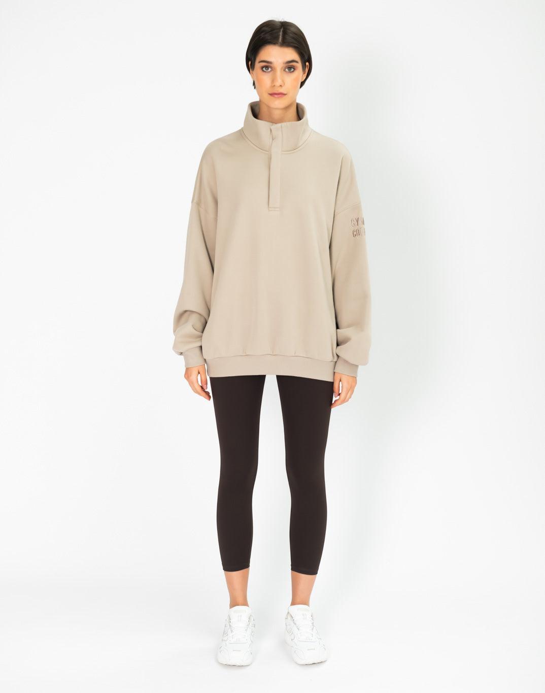 Unisex Snap Collar Sweatshirt in Rich Taupe - Sweatshirts - Gym+Coffee IE