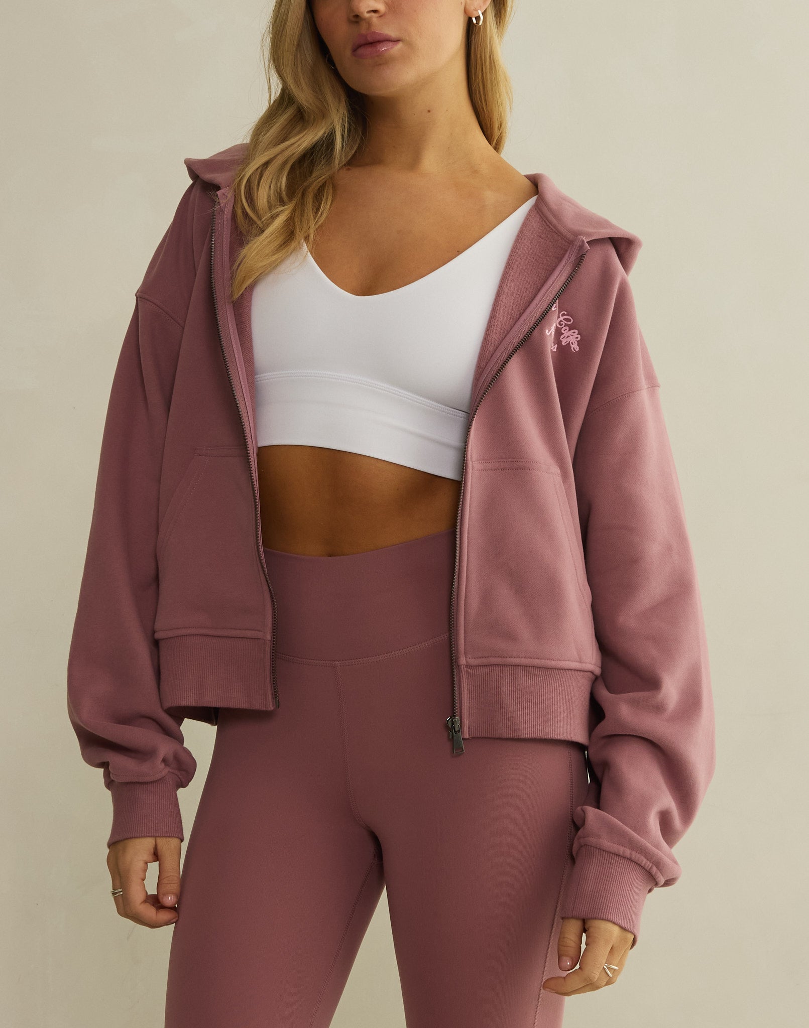 Daily Zip Hoodie in Terra Rose