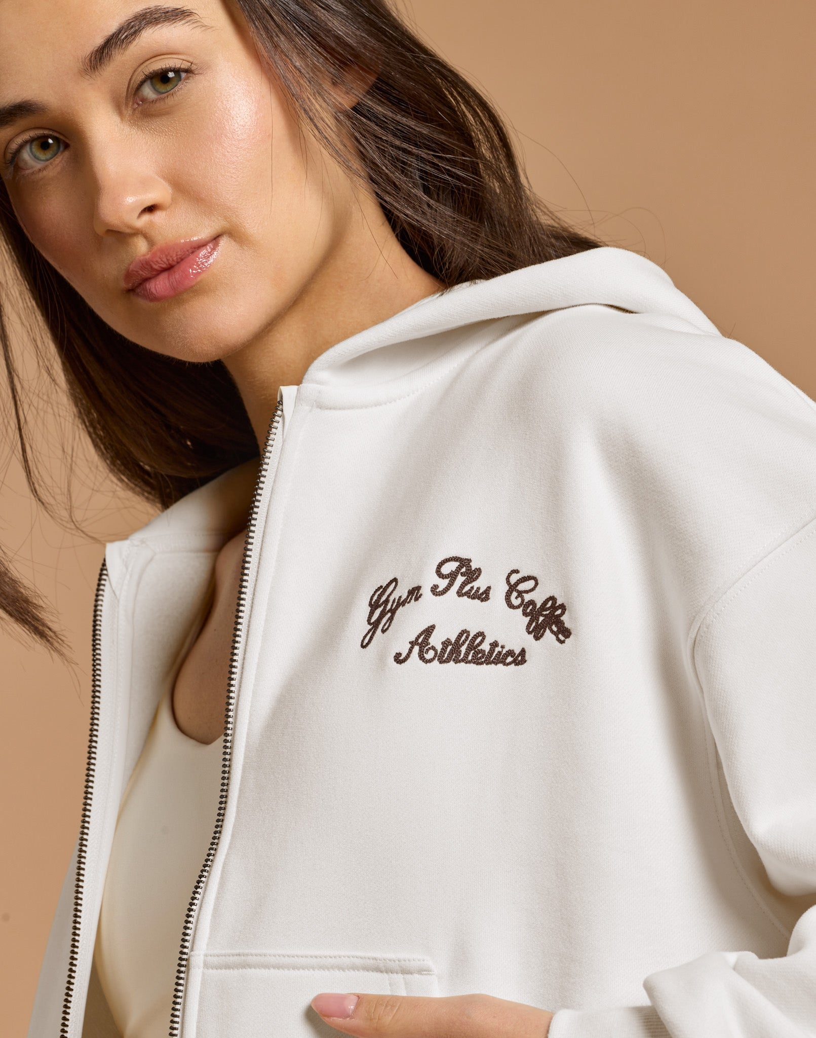 Daily Zip Hoodie in Warm White