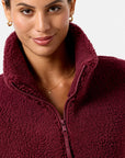 Industry Fleece High Collar Jacket in Cherry Crush
