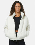 Industry Fleece High Collar Jacket in Cloud White