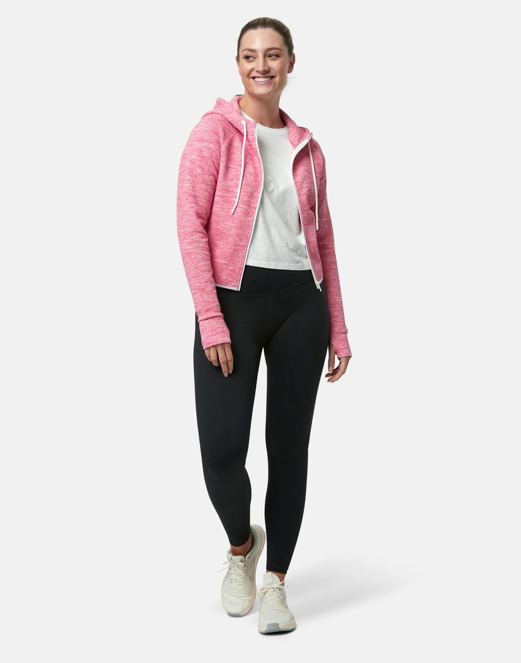 Pink Fleck Zip Crop Hoodie - Hoodies - Gym+Coffee IE