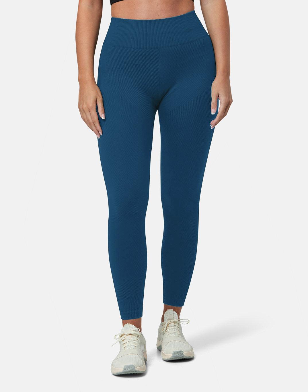 Lotus Chevron 7/8 Leggings in Petrol Blue - Leggings - Gym+Coffee IE