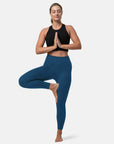 Lotus Chevron 7/8 Leggings in Petrol Blue - Leggings - Gym+Coffee IE