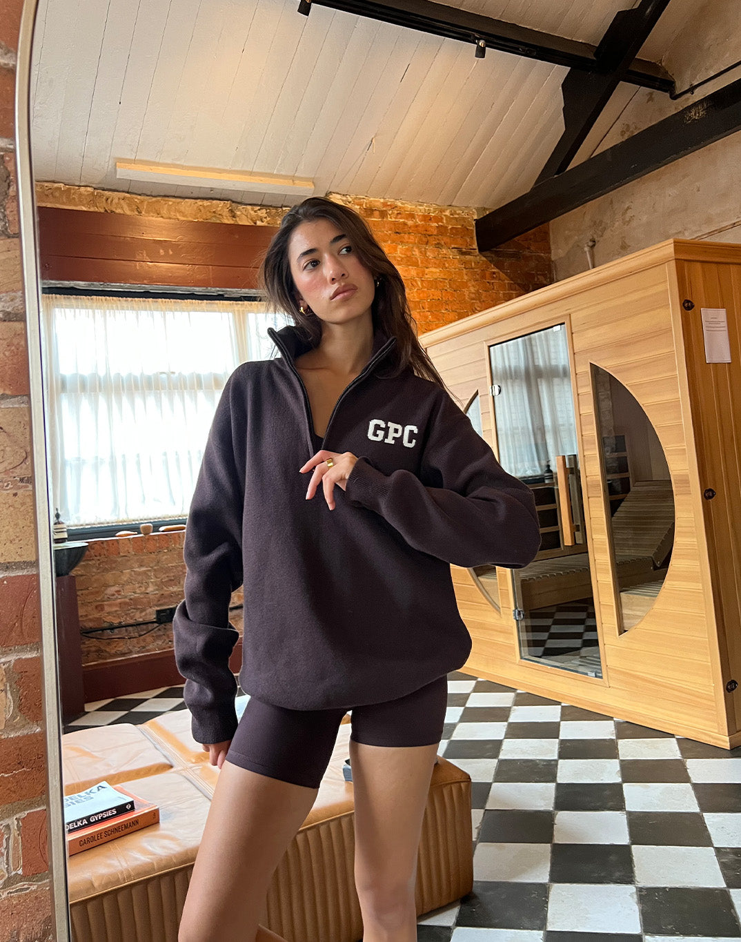 Knit Half Zip in Mocha Bean