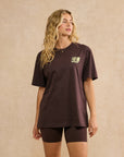 Oversized Print Tee in Mocha Bean