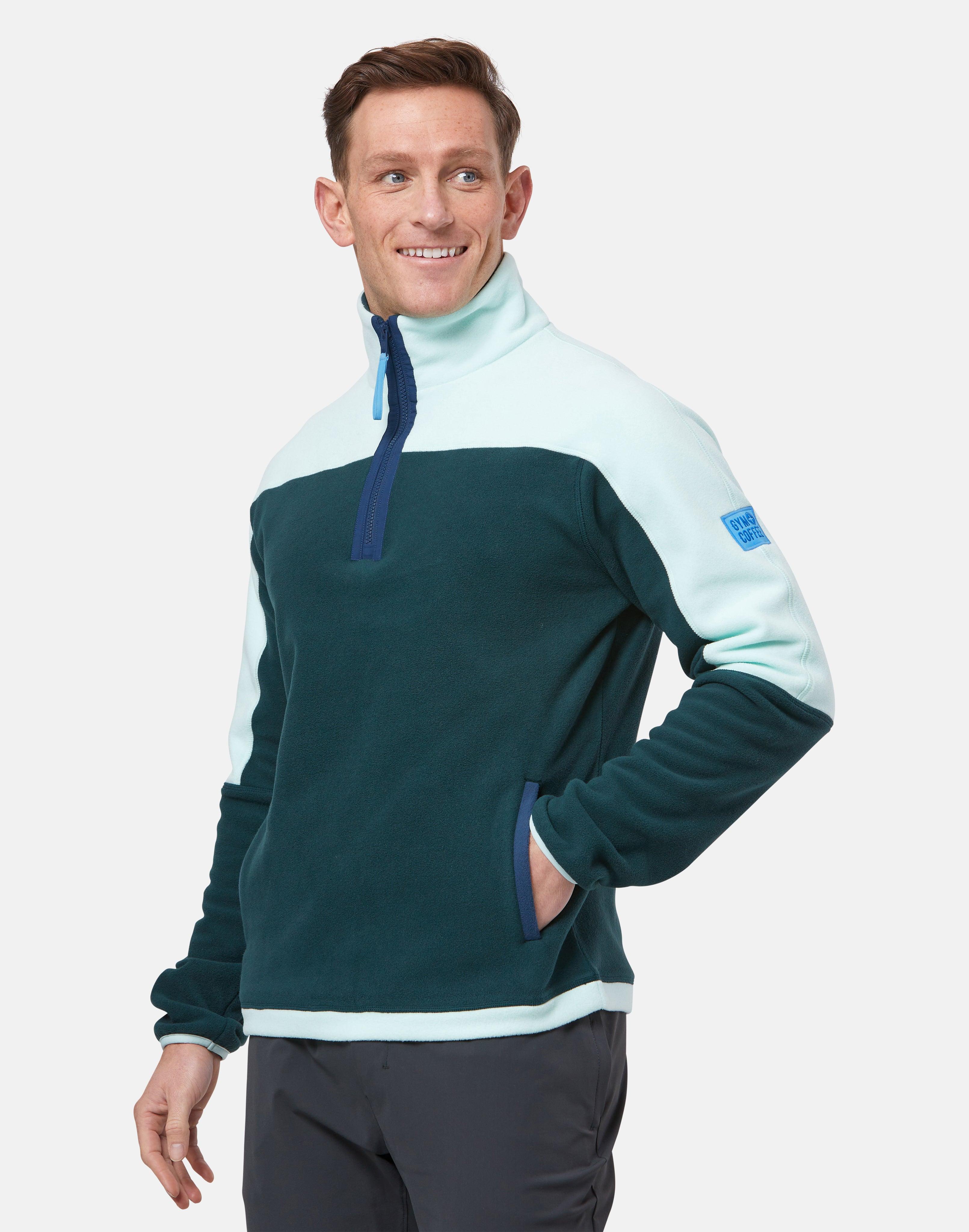 Unisex Half Zip Polar Fleece in Sea Green - Fleeces - Gym+Coffee IE