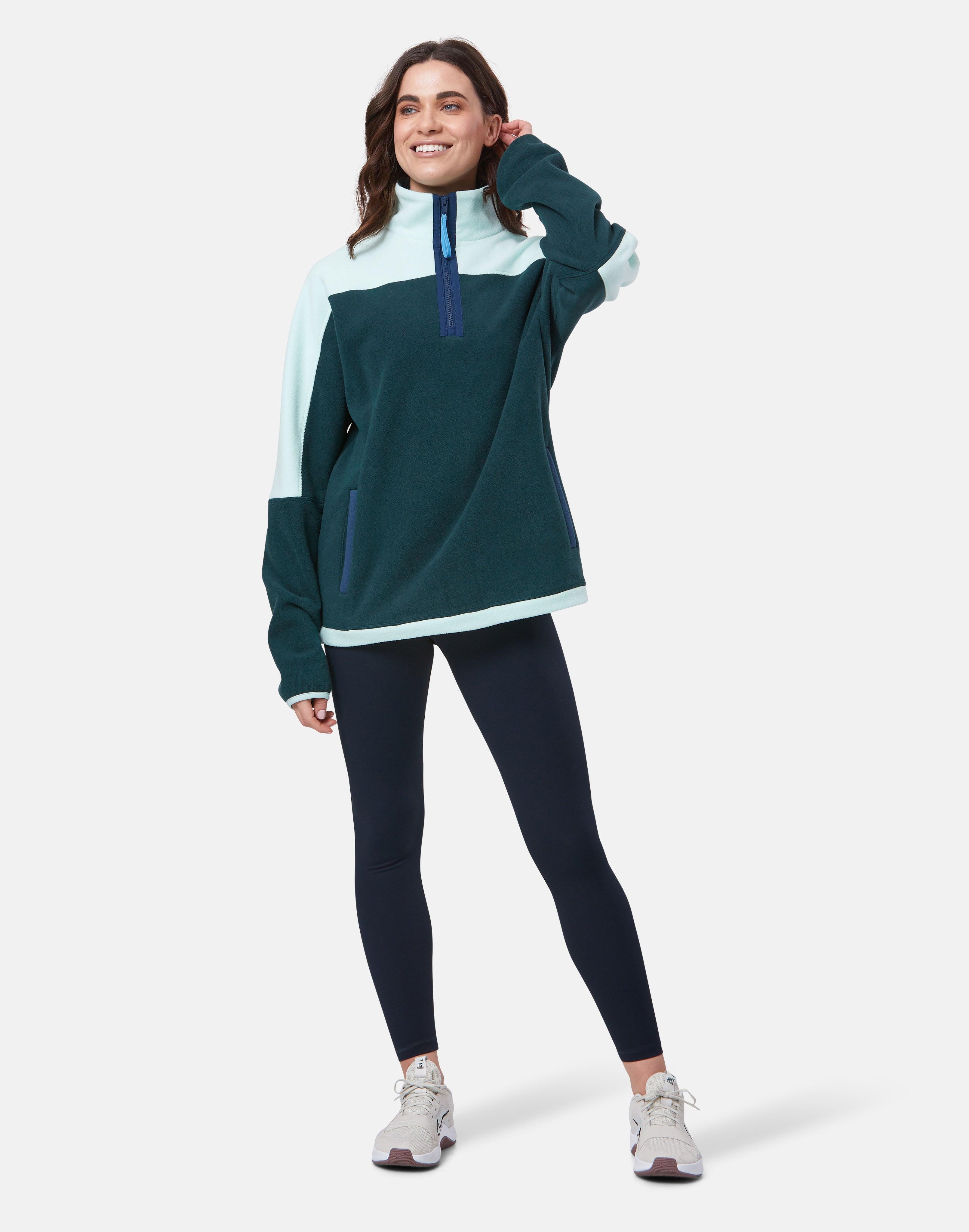 Unisex Half Zip Polar Fleece in Sea Green - Fleeces - Gym+Coffee IE