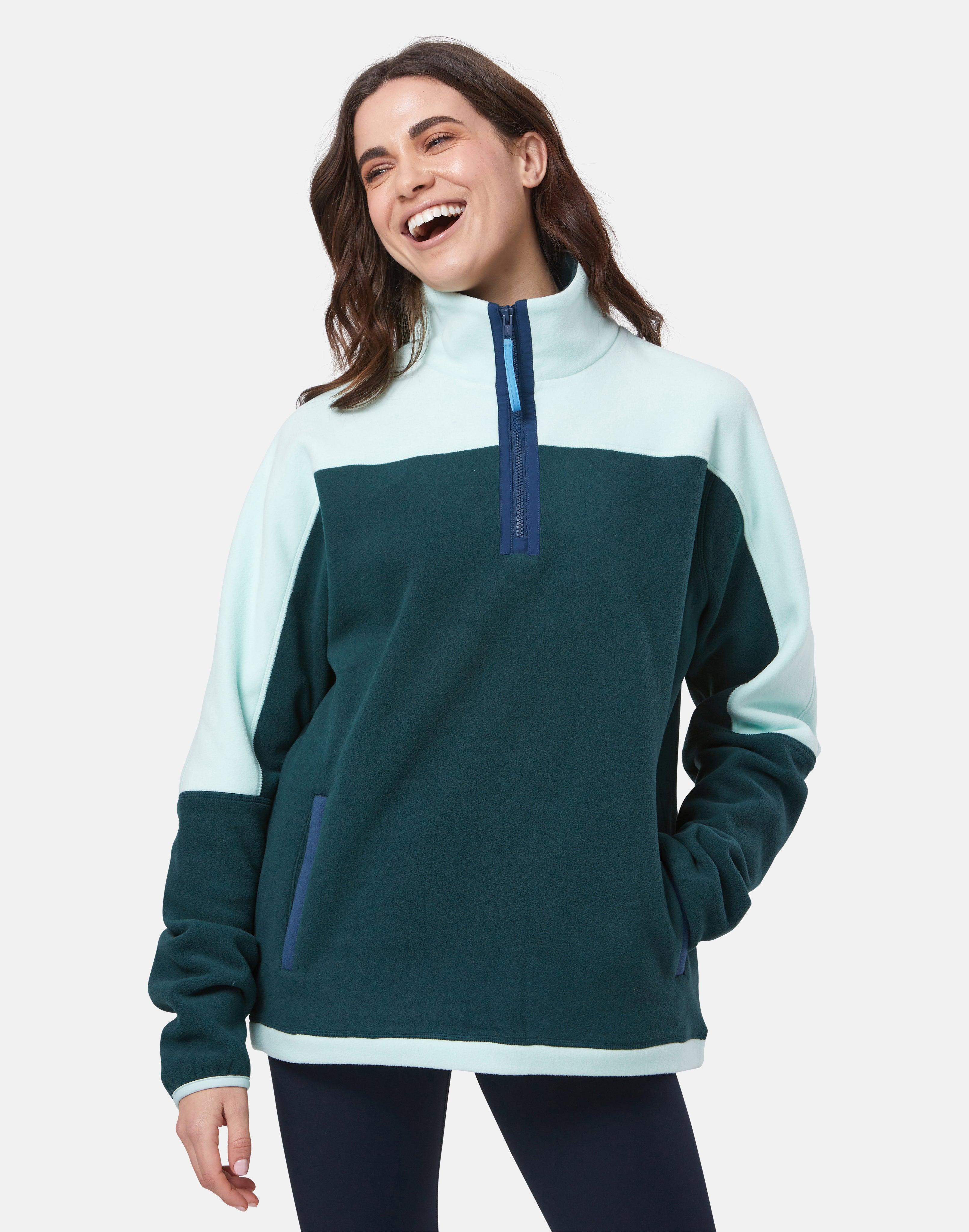 Unisex Half Zip Polar Fleece in Sea Green - Fleeces - Gym+Coffee IE