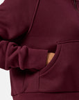 Sierra Crop Half Zip Hoodie in Cherry Crush