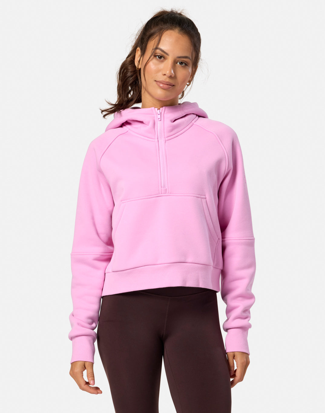 Sierra Crop Half Zip Hoodie in Cotton Candy