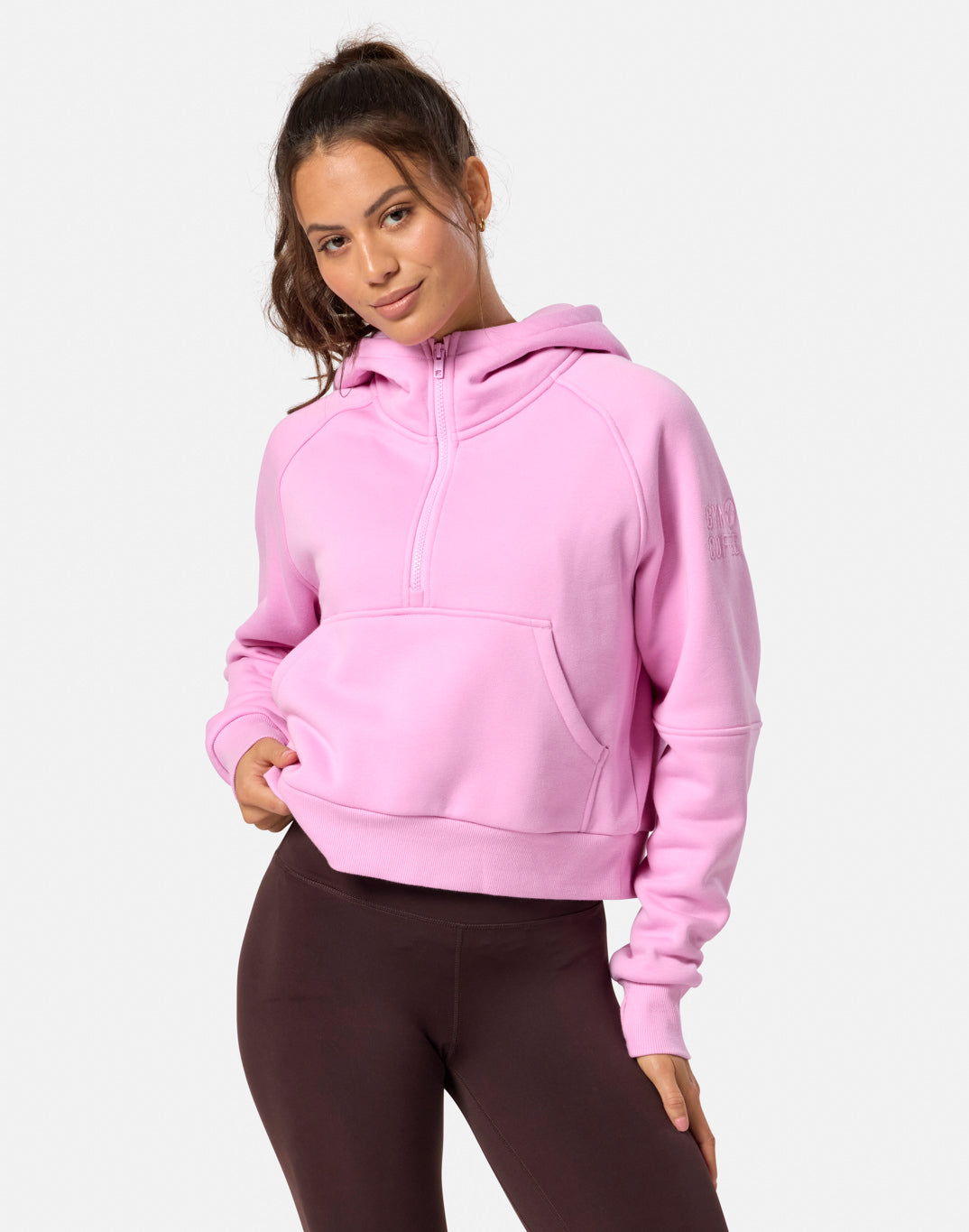 Sierra Crop Half Zip Hoodie in Cotton Candy
