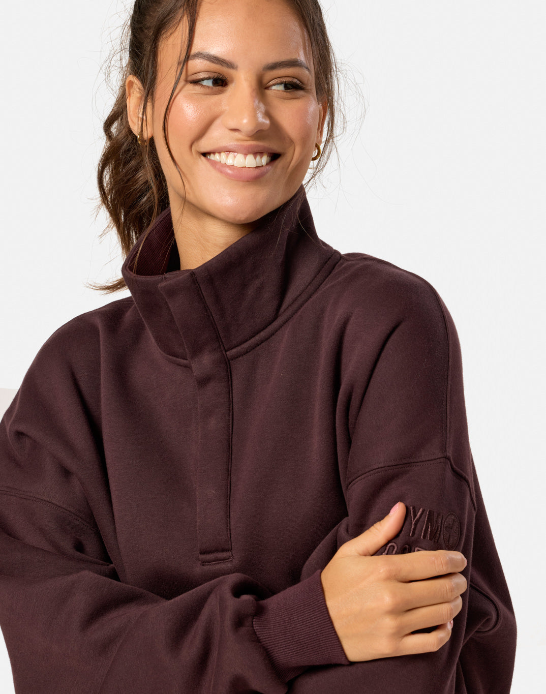 Snap Collar Sierra Sweatshirt in Mocha Bean