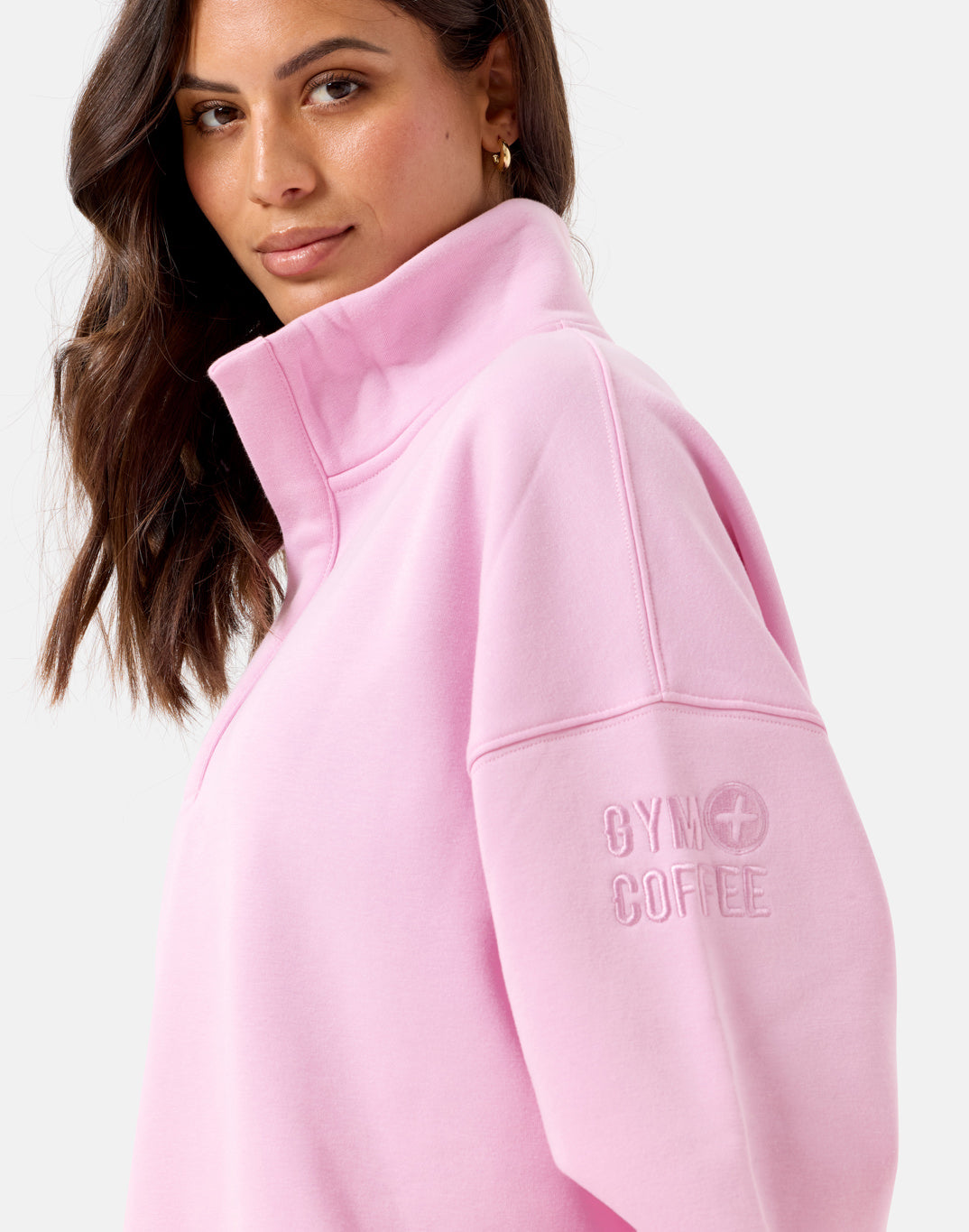 Snap Collar Sierra Sweatshirt in Baby Pink – Gym+Coffee USA