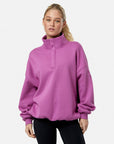 Snap Collar Sweatshirt in Crisp Pink