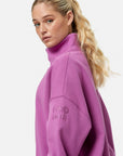 Snap Collar Sweatshirt in Crisp Pink