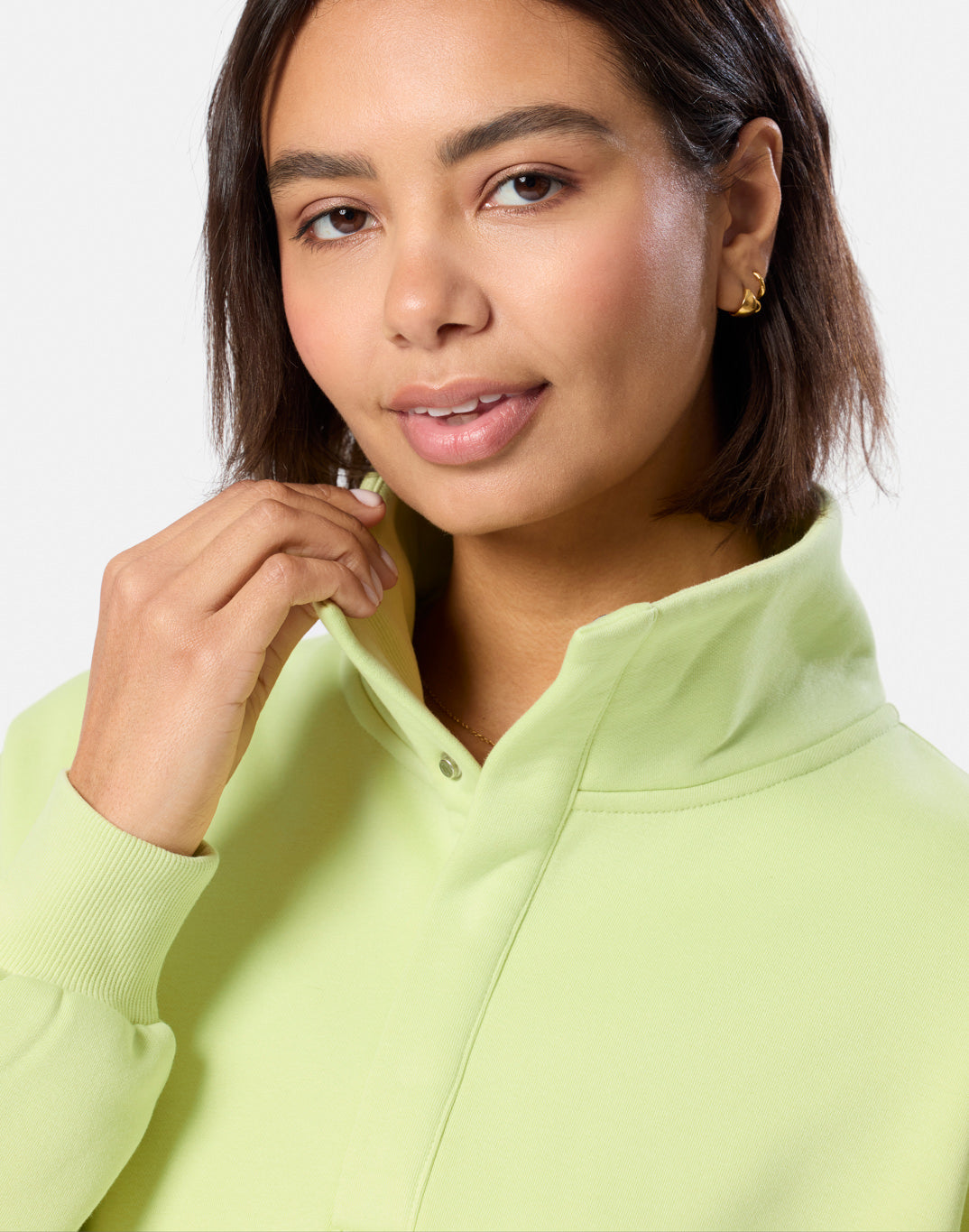 Snap Collar Sierra Sweatshirt in Lime Sorbet