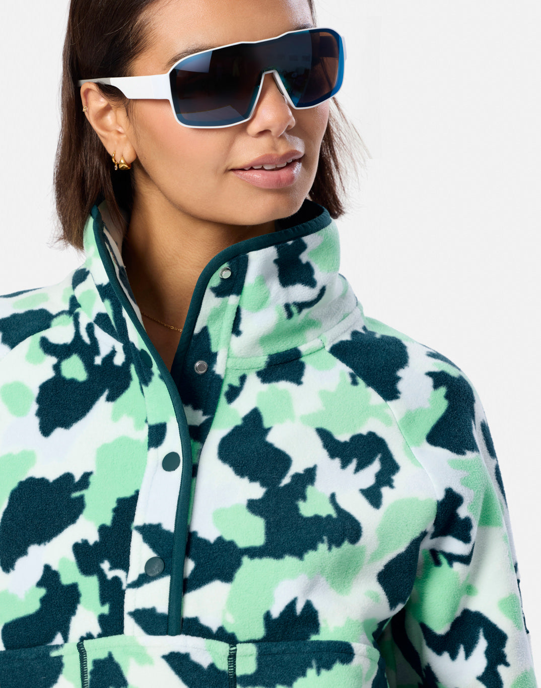 Snap Polar Fleeece in Teal Pop Print